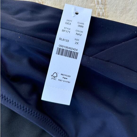 J.Crew Cross-Front Cheeky Bikini Bottom, Navy Blue, Sz‎ 2XL - Picture 3 of 6